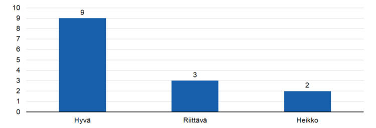 STEAn kokonaisarvio toiminnan tuloksellisuudesta: 
hyvä 9, 
riittävä 3, 
heikko 2.