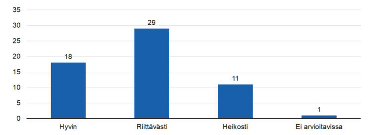 STEAn arvio: Onko toiminnalla saavutettu aiottuja tuloksia?
hyvin 18,
riittävästi 29,
heikosti 11, 
ei arvioitavissa 1.  