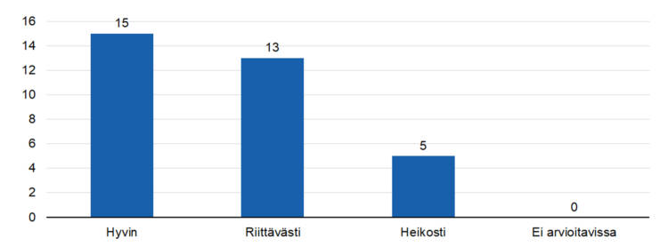 STEAn arvio: Kuinka hyvin oikeita kohderyhmiä tavoitettiin määrällisesti?
hyvin 15,
riittävästi 13,
heikosti 5, 
ei arvioitavissa 0. 