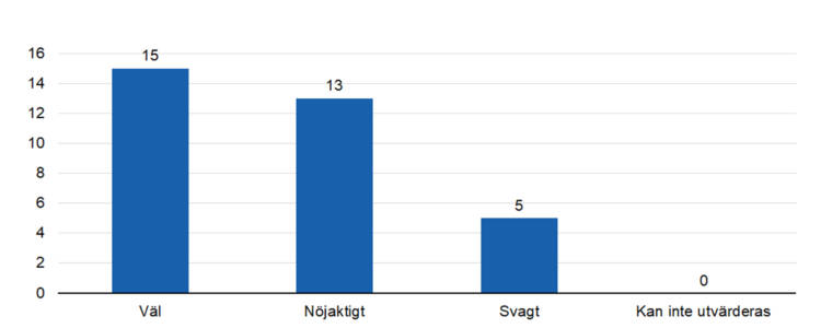 Väl 15, nöjaktigt 13, svagt 5. 